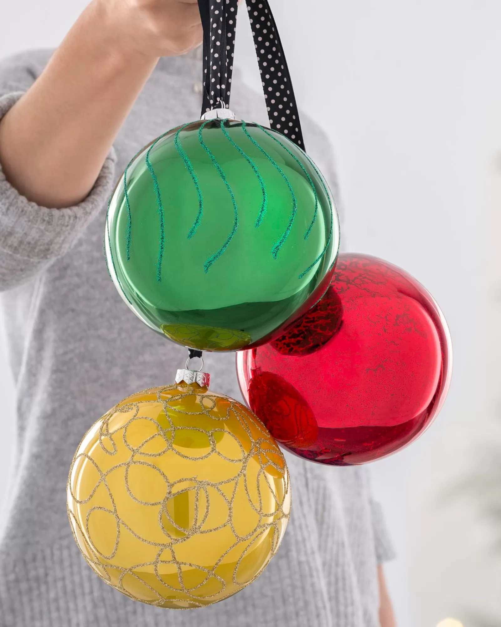 WeRChristmas Glass Baubles^Rainbow Glass Baubles, 3 Pack, 13 Cm