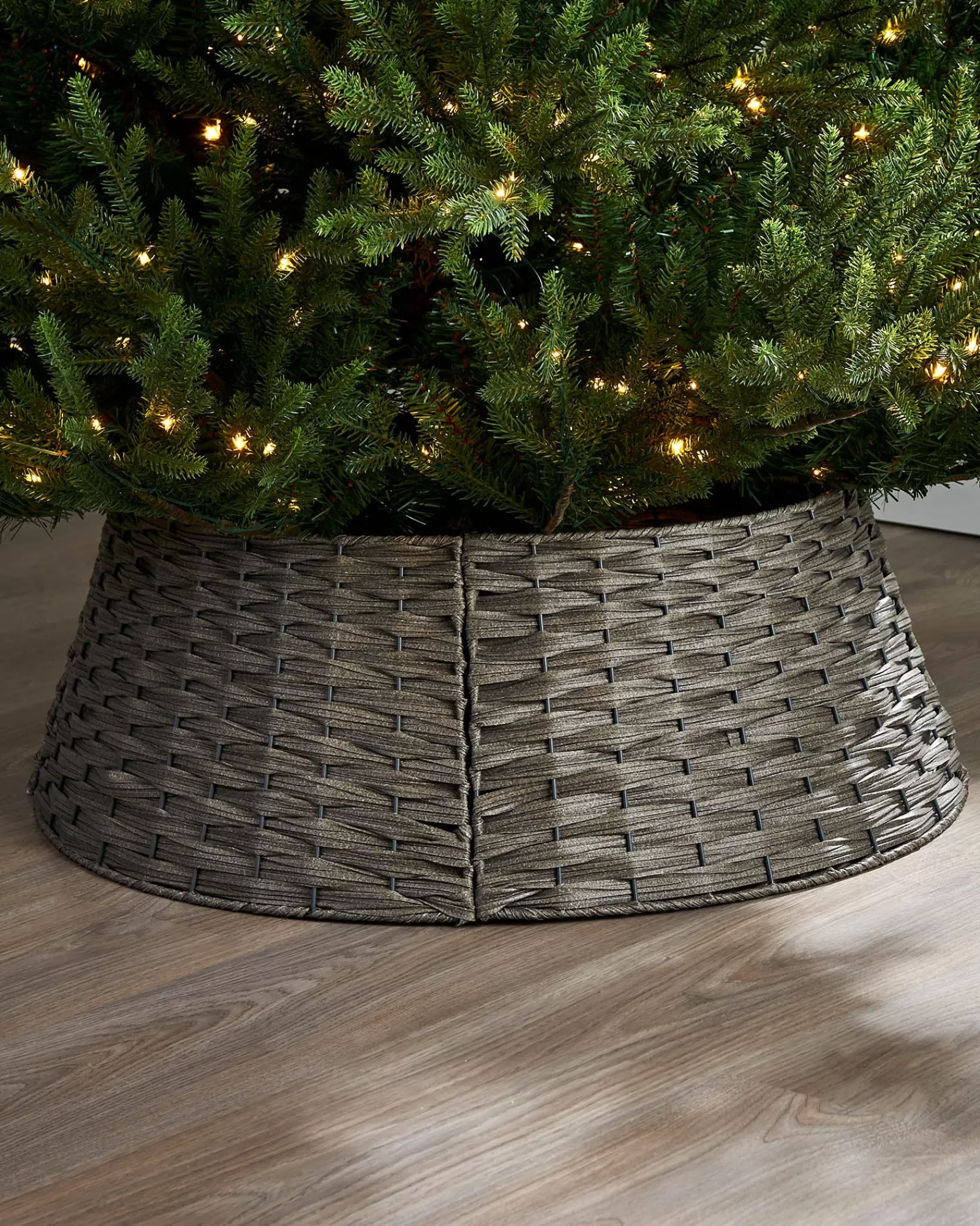 WeRChristmas Skirts & Collars^Rattan Tree Collar, Grey, 65 Cm