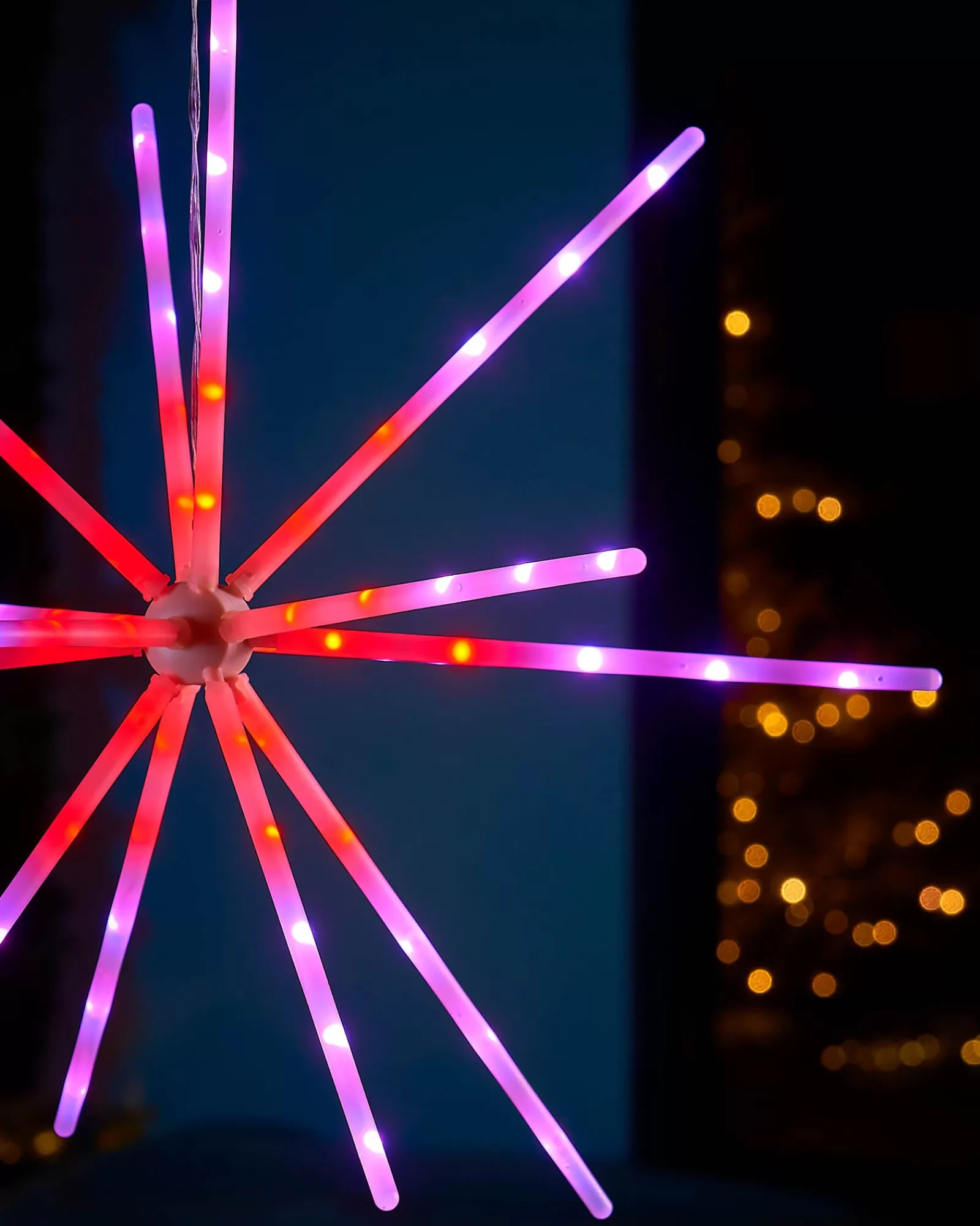 WeRChristmas Festive Star, Snowflake & Sign Lights^RGB LED Hanging Starburst Decoration, 56 Cm
