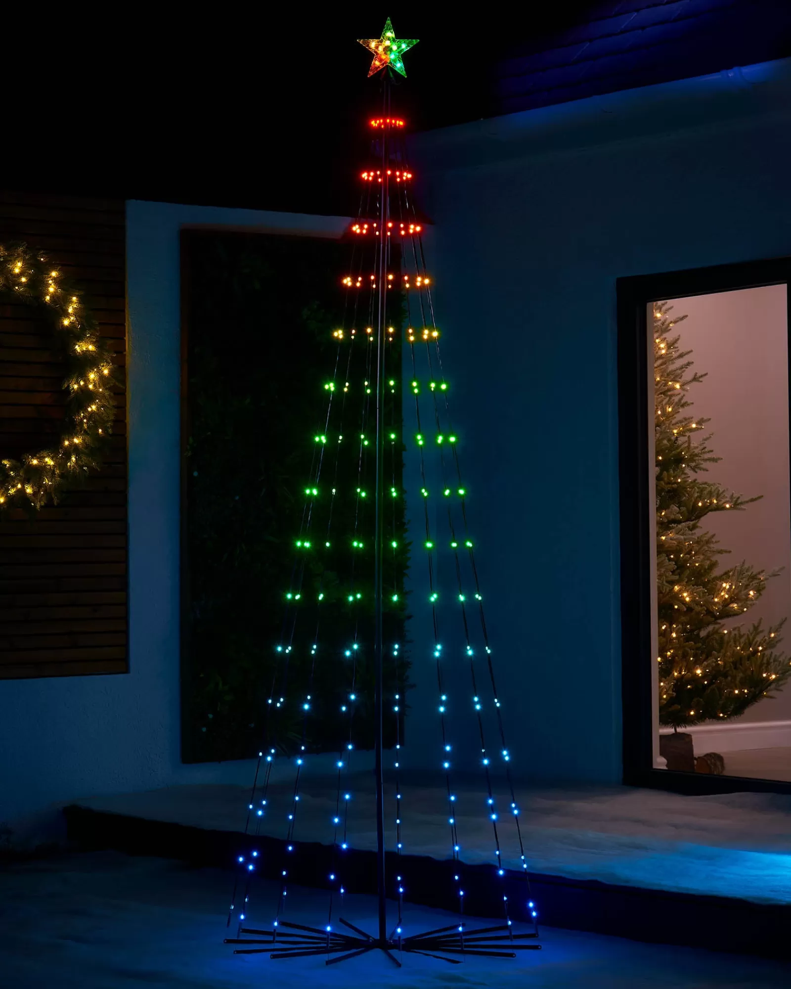 WeRChristmas Tree Silhouettes^RGB LED Pop-Up Christmas Tree With Star, 2.5 M