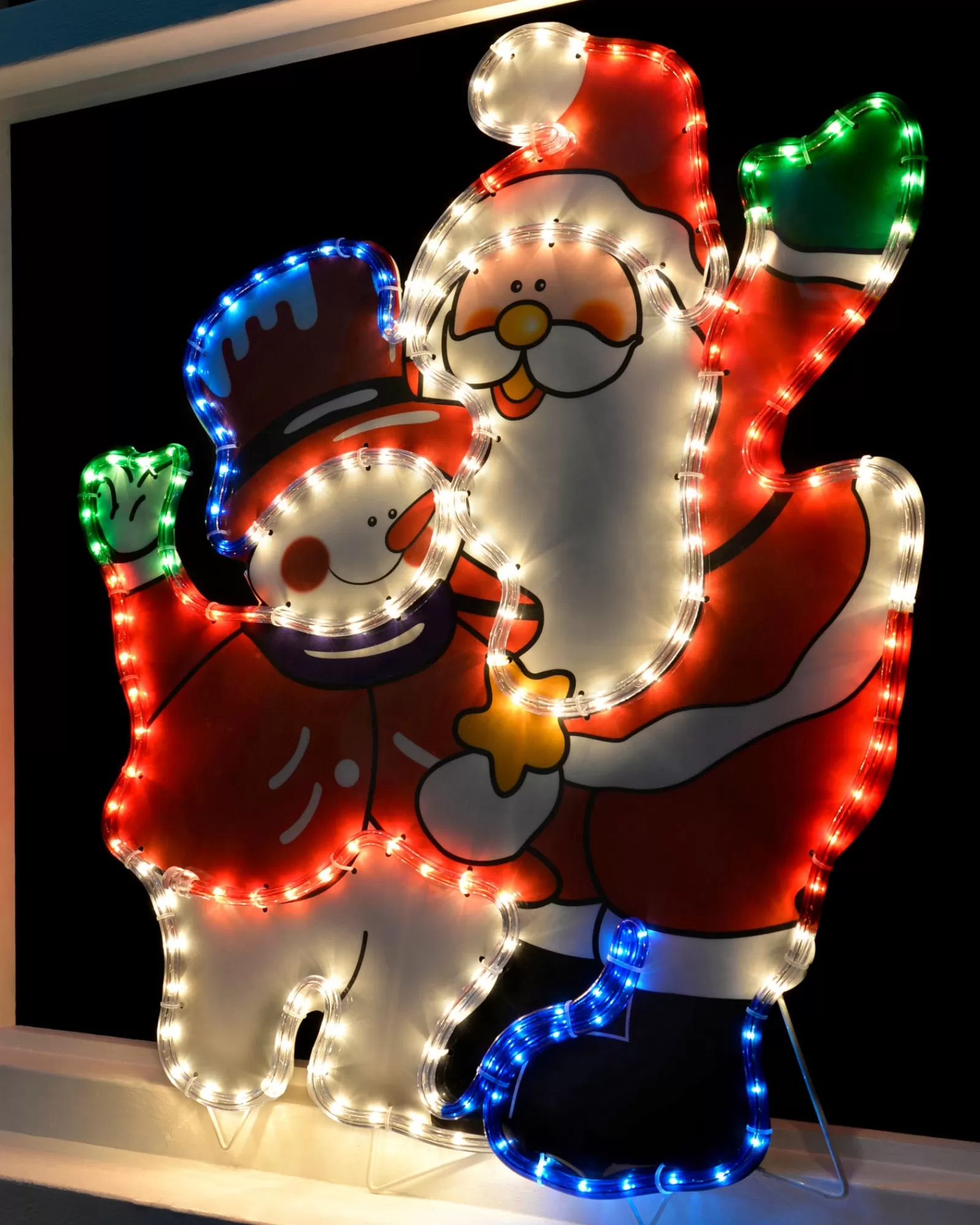 WeRChristmas Christmas Characters^Santa And Snowman Rope Light Silhouette, 71 Cm