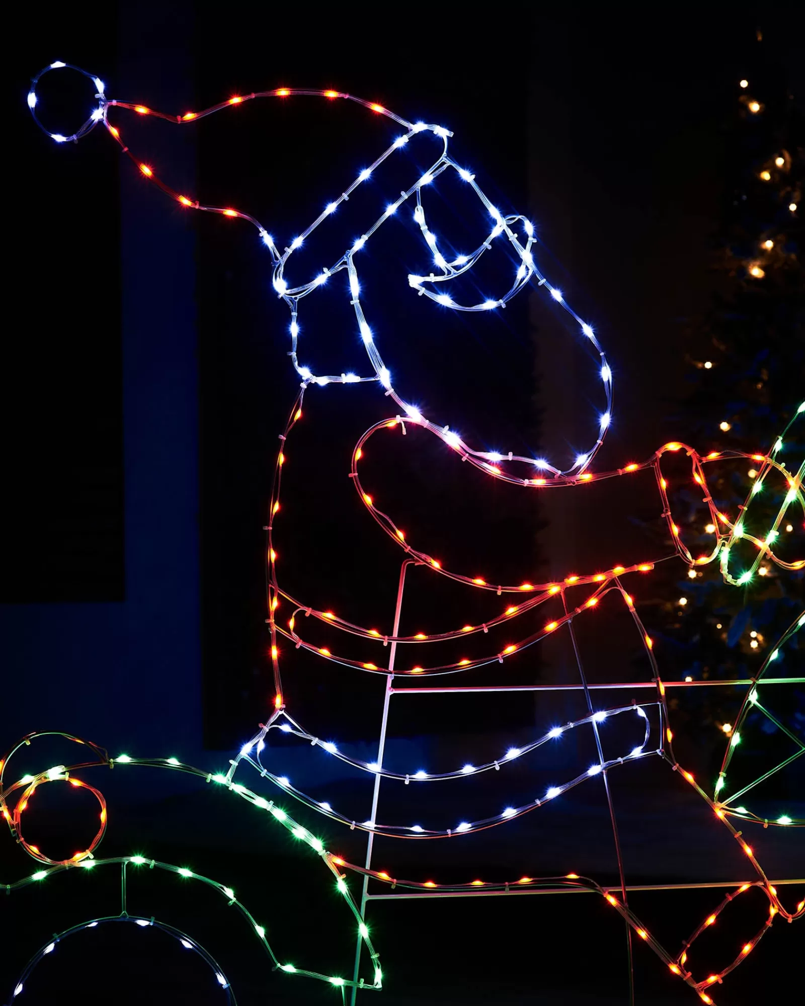 WeRChristmas Festive Star, Snowflake & Sign Lights^Santa On A Motorbike Rope Light Silhouette, 1.6 M