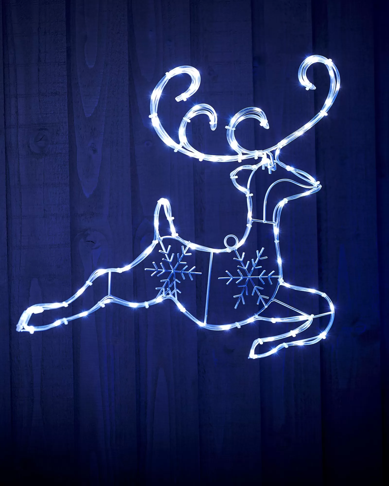 WeRChristmas Outdoor Lighted Reindeer^Santa Sleigh With Reindeer Rope Light Silhouette, 60 Cm