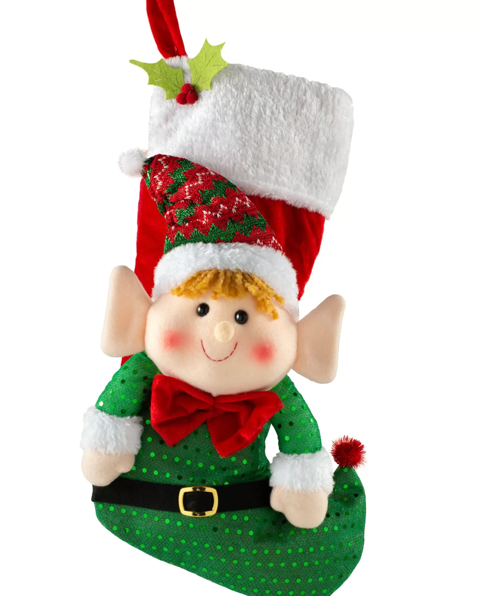 WeRChristmas Novelty^Set Of 2 Elf Stockings, Red And Green, 53 Cm