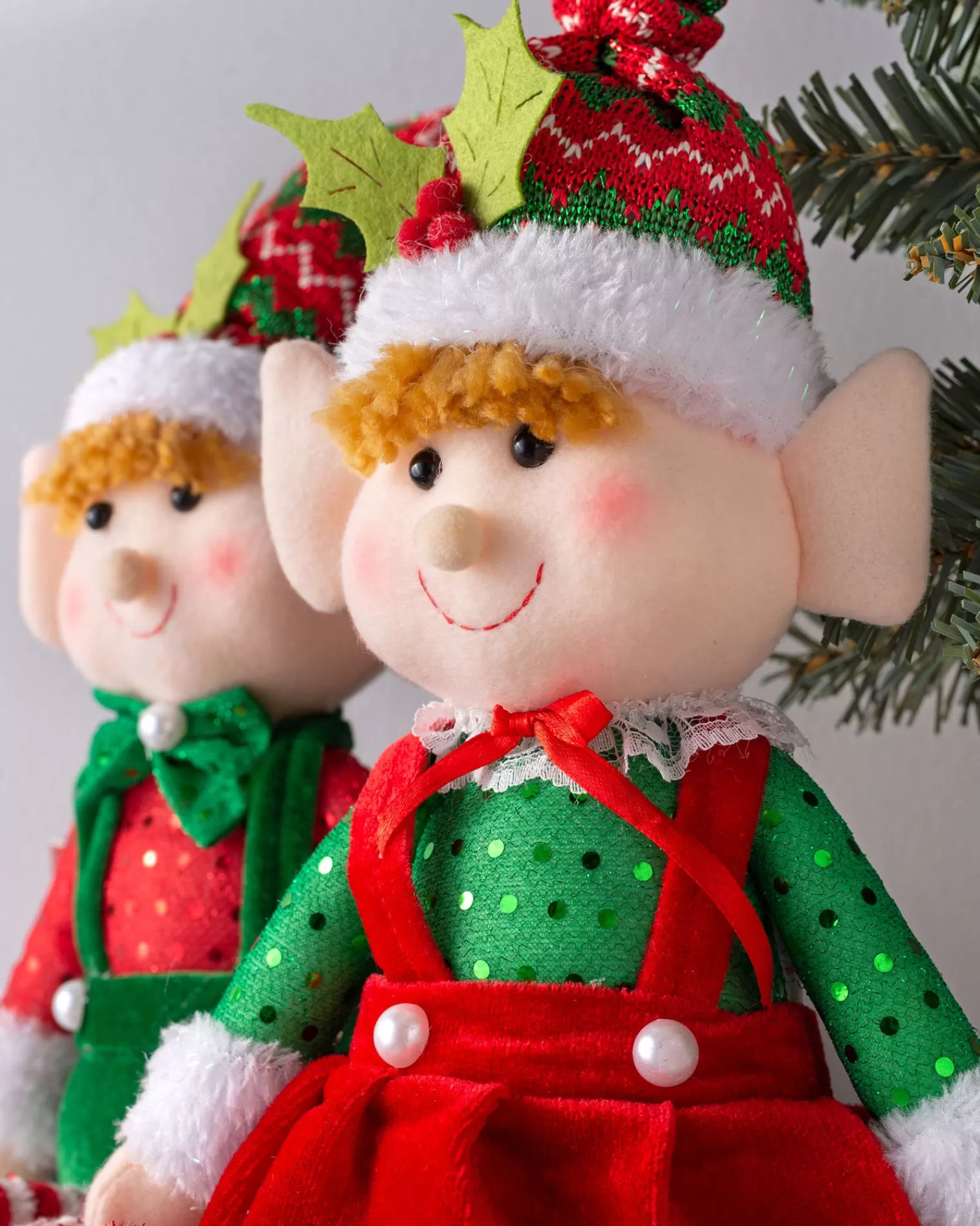 WeRChristmas Novelty | Figurines^Set Of 2 Sitting Elf Figurines, 46 Cm