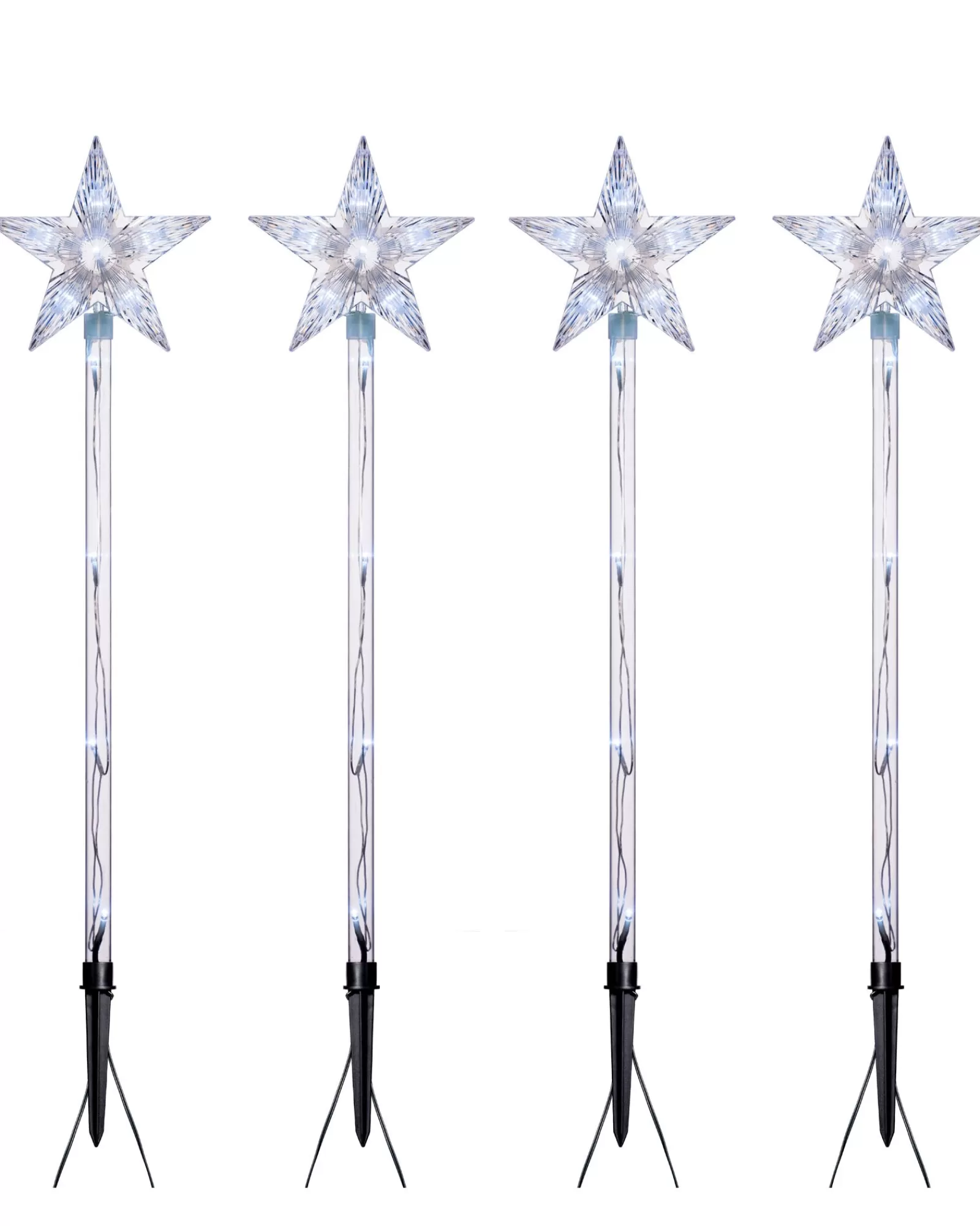 WeRChristmas Connectable Lights^Set Of 4 Connectable Star Pathway Stake Lights, Bright White, 77 Cm