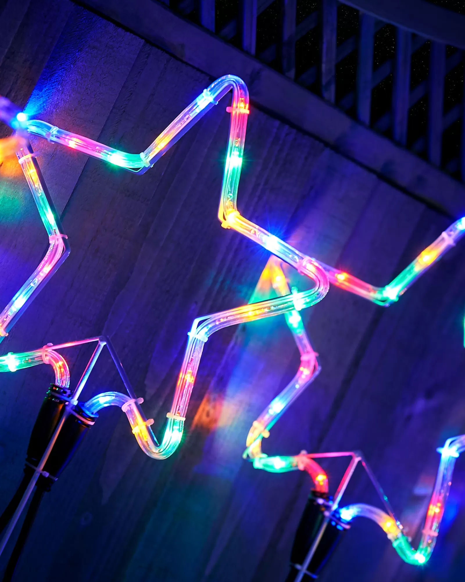 WeRChristmas Festive Star, Snowflake & Sign Lights | Pathway Lights^Set Of 4 Flashing Star Rope Light Silhouette, 120 Cm