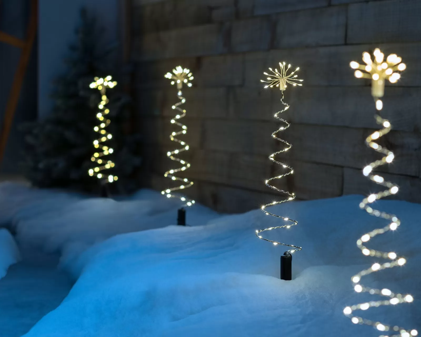 WeRChristmas Festive Star, Snowflake & Sign Lights | Pathway Lights^Set Of 4 Spiral Firework Pathway Stake Lights, 52 Cm