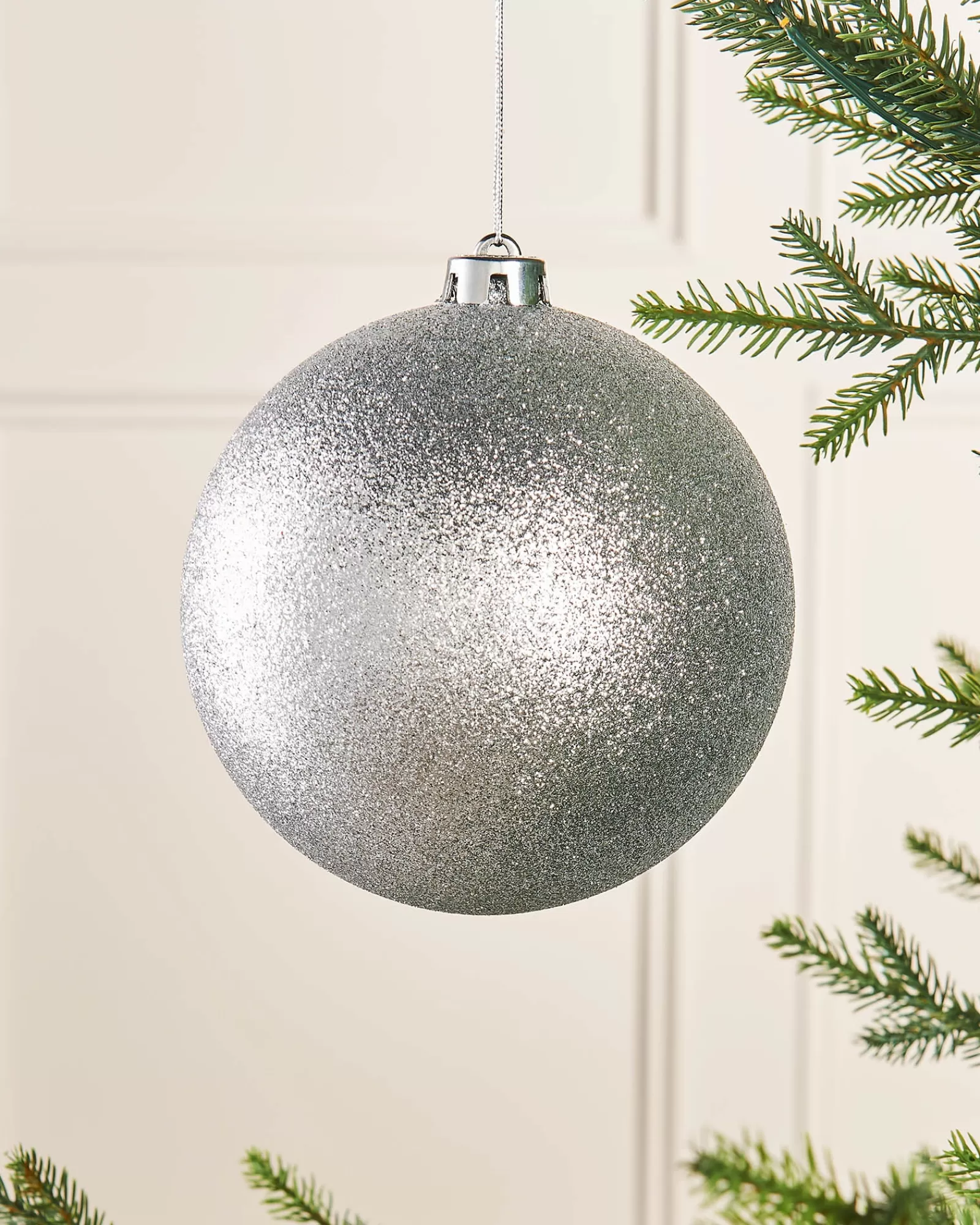 WeRChristmas Oversized Baubles | Shatterproof Baubles^Silver Large Glitter Shatterproof Bauble, 15 Cm