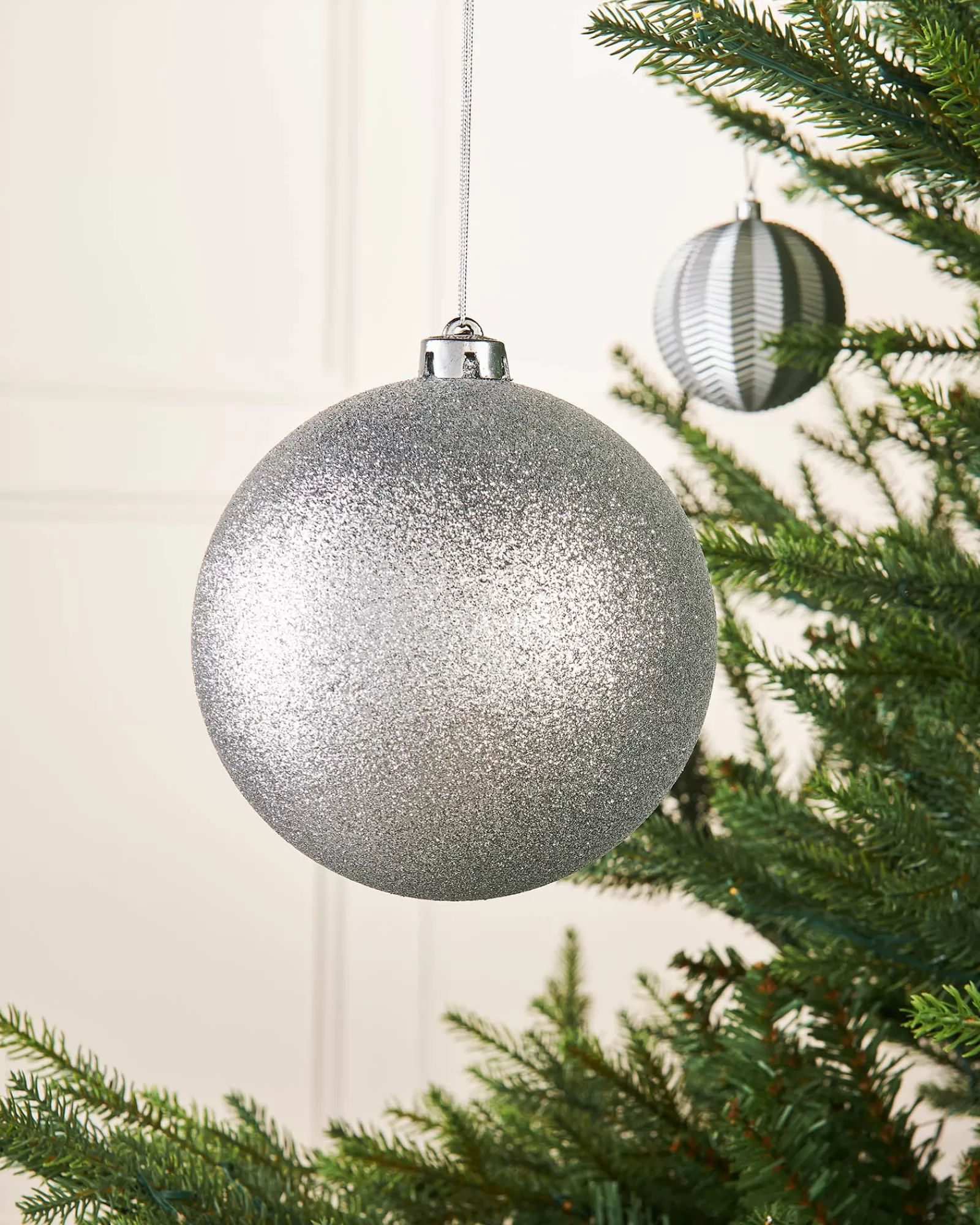 WeRChristmas Oversized Baubles | Shatterproof Baubles^Silver Large Glitter Shatterproof Bauble, 15 Cm