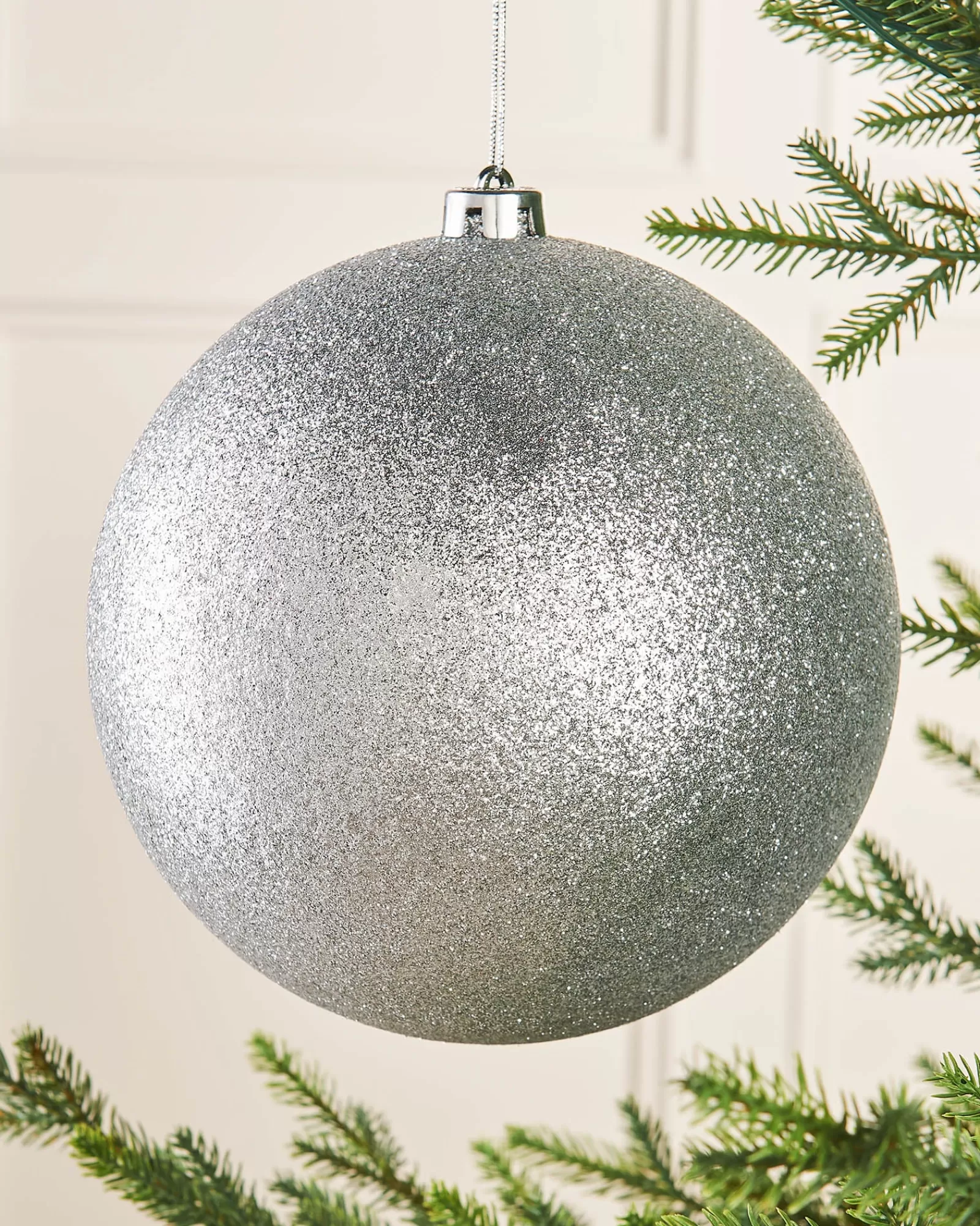 WeRChristmas Oversized Baubles | Shatterproof Baubles^Silver Large Glitter Shatterproof Bauble, 20 Cm