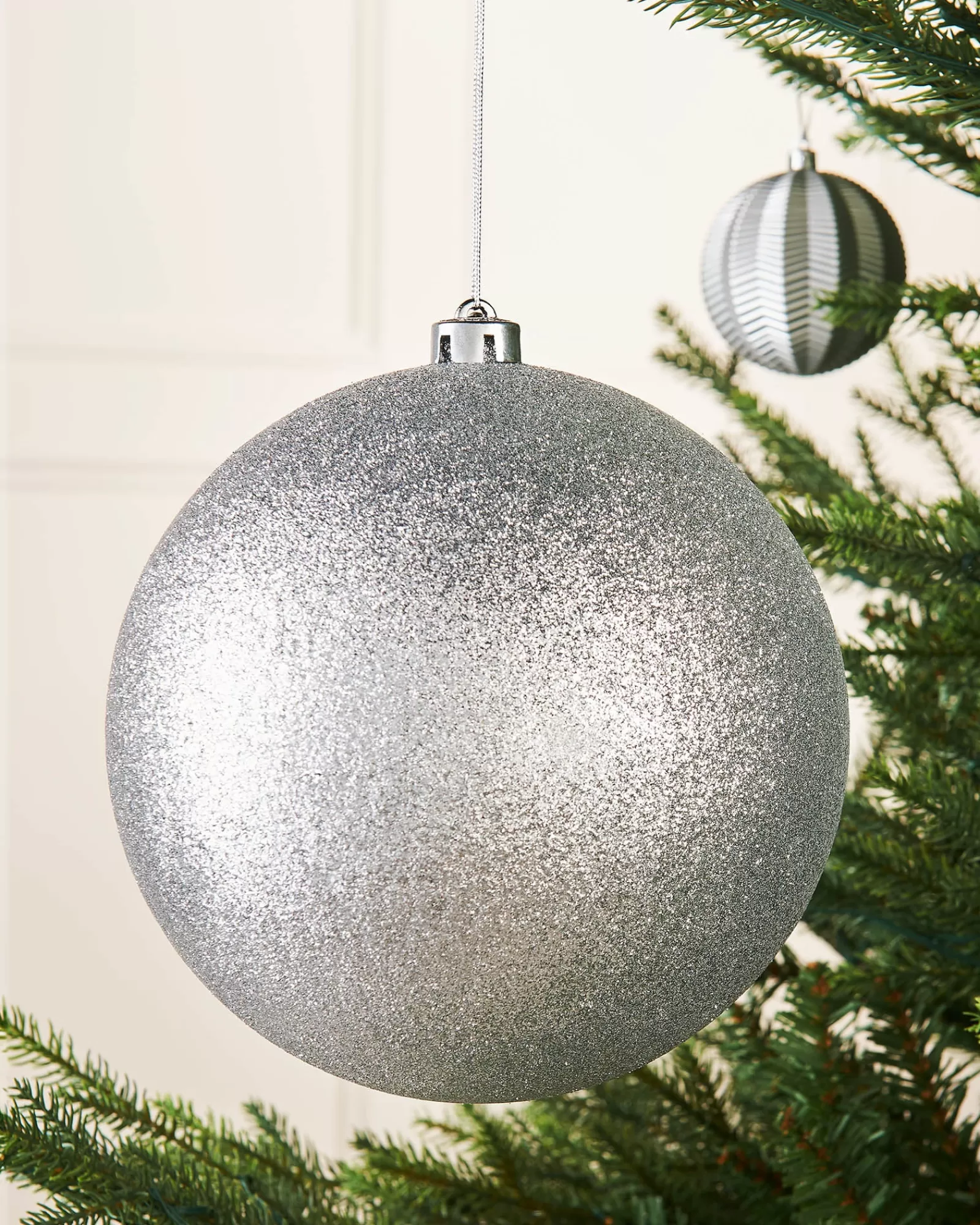 WeRChristmas Oversized Baubles | Shatterproof Baubles^Silver Large Glitter Shatterproof Bauble, 20 Cm