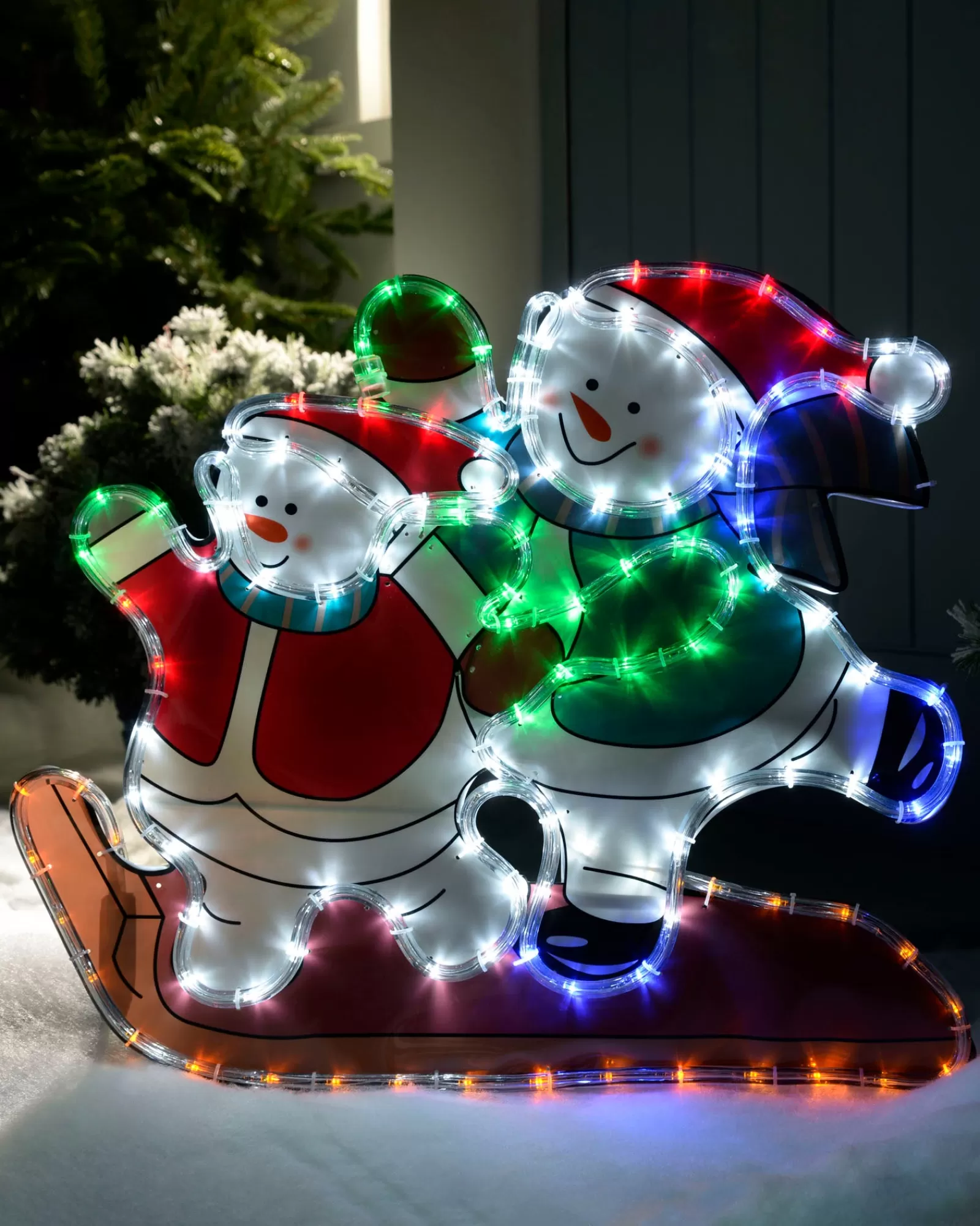 WeRChristmas Christmas Characters^Skating Snowmen Rope Light Silhouette, 52 Cm