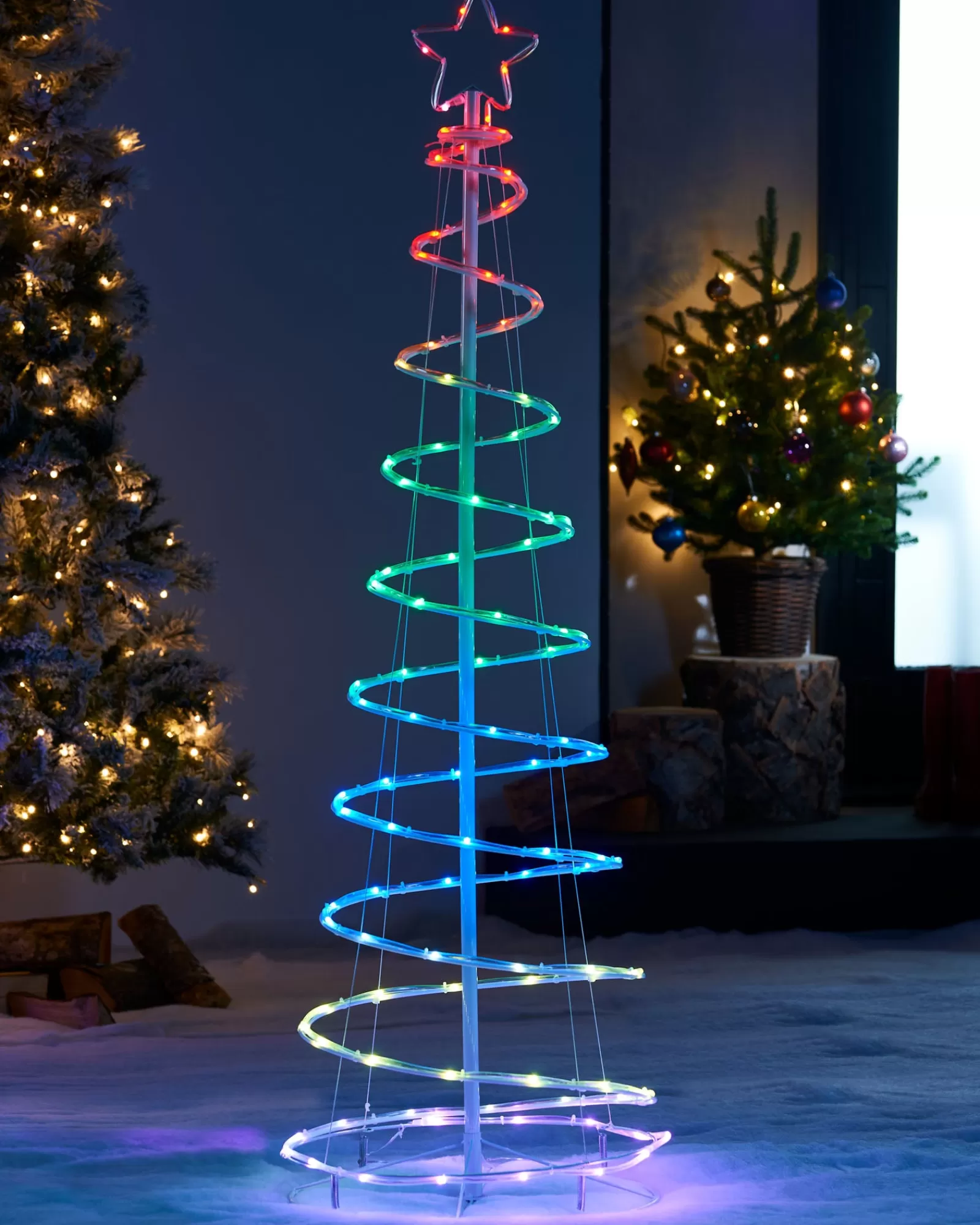 WeRChristmas Tree Silhouettes^Spiral Rope Light Christmas Tree Silhouette, 5 Ft