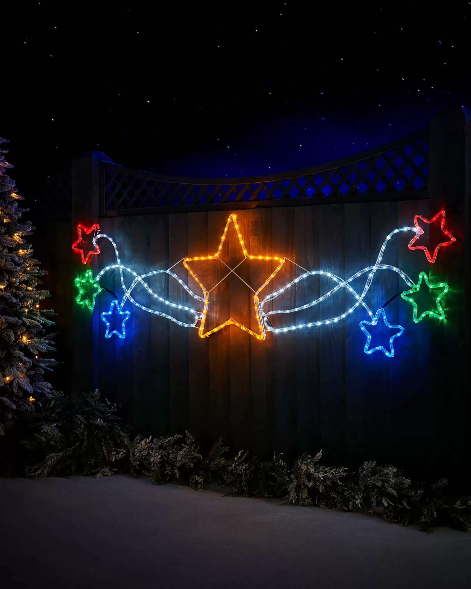 WeRChristmas Festive Star, Snowflake & Sign Lights^Star Motif Rope Light Silhouette, 190 Cm