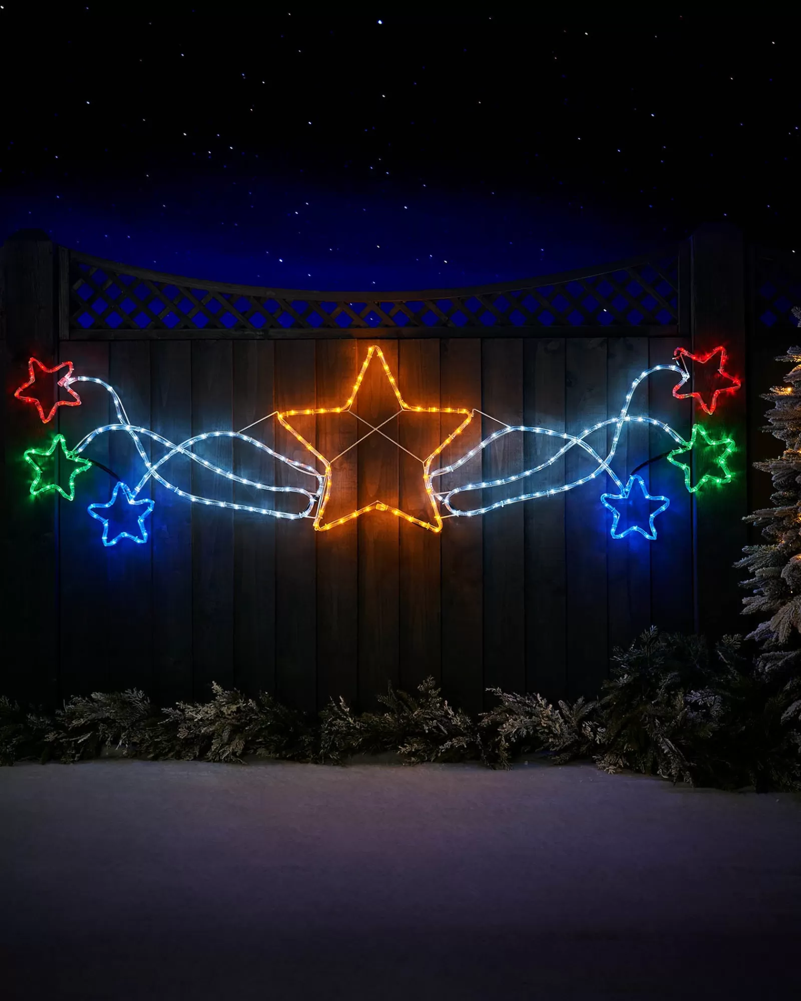 WeRChristmas Festive Star, Snowflake & Sign Lights^Star Motif Rope Light Silhouette, 190 Cm