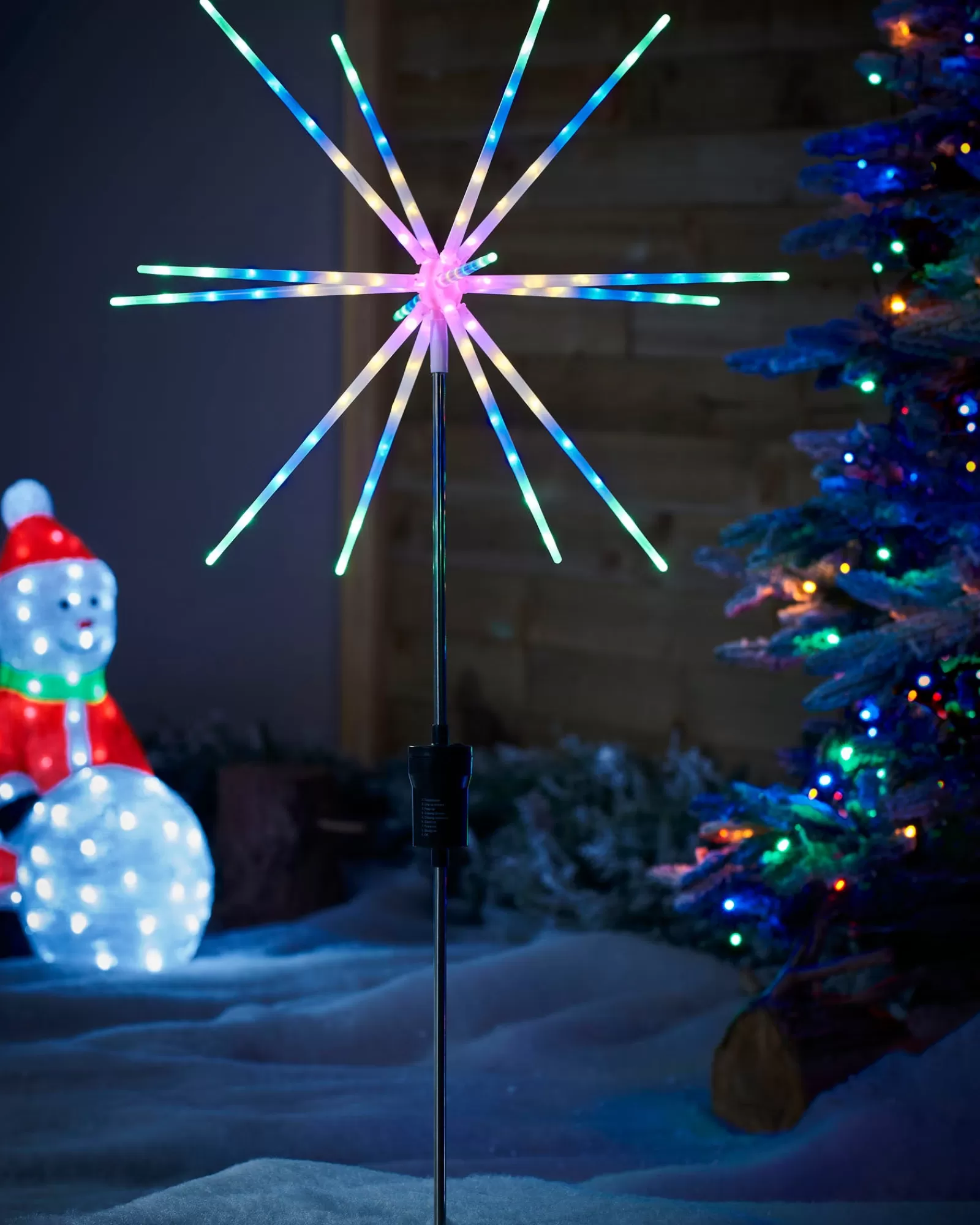 WeRChristmas Festive Star, Snowflake & Sign Lights | Pathway Lights^Starburst Pathway Stake Light, Multi-Coloured, 98 Cm