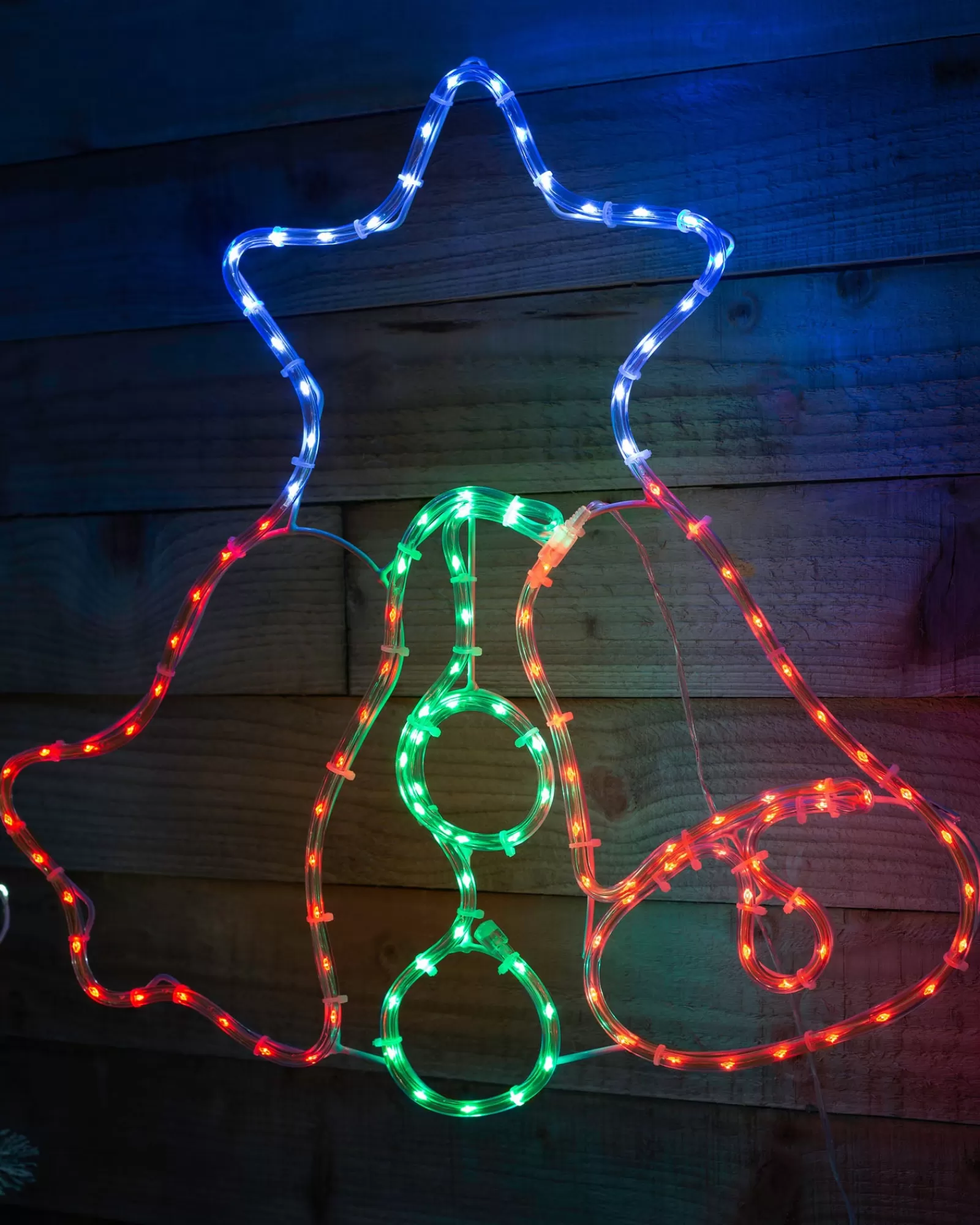 WeRChristmas Festive Star, Snowflake & Sign Lights^Twin Bells Rope Light Silhouette, 48 Cm