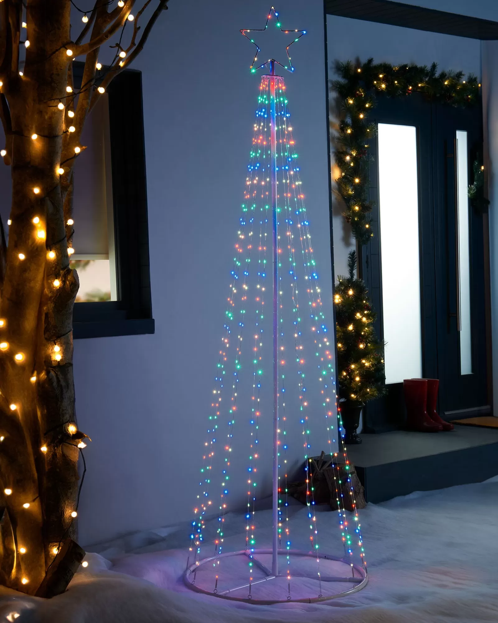 WeRChristmas Tree Silhouettes^Waterfall Christmas Tree, Rainbow, 2.1 M