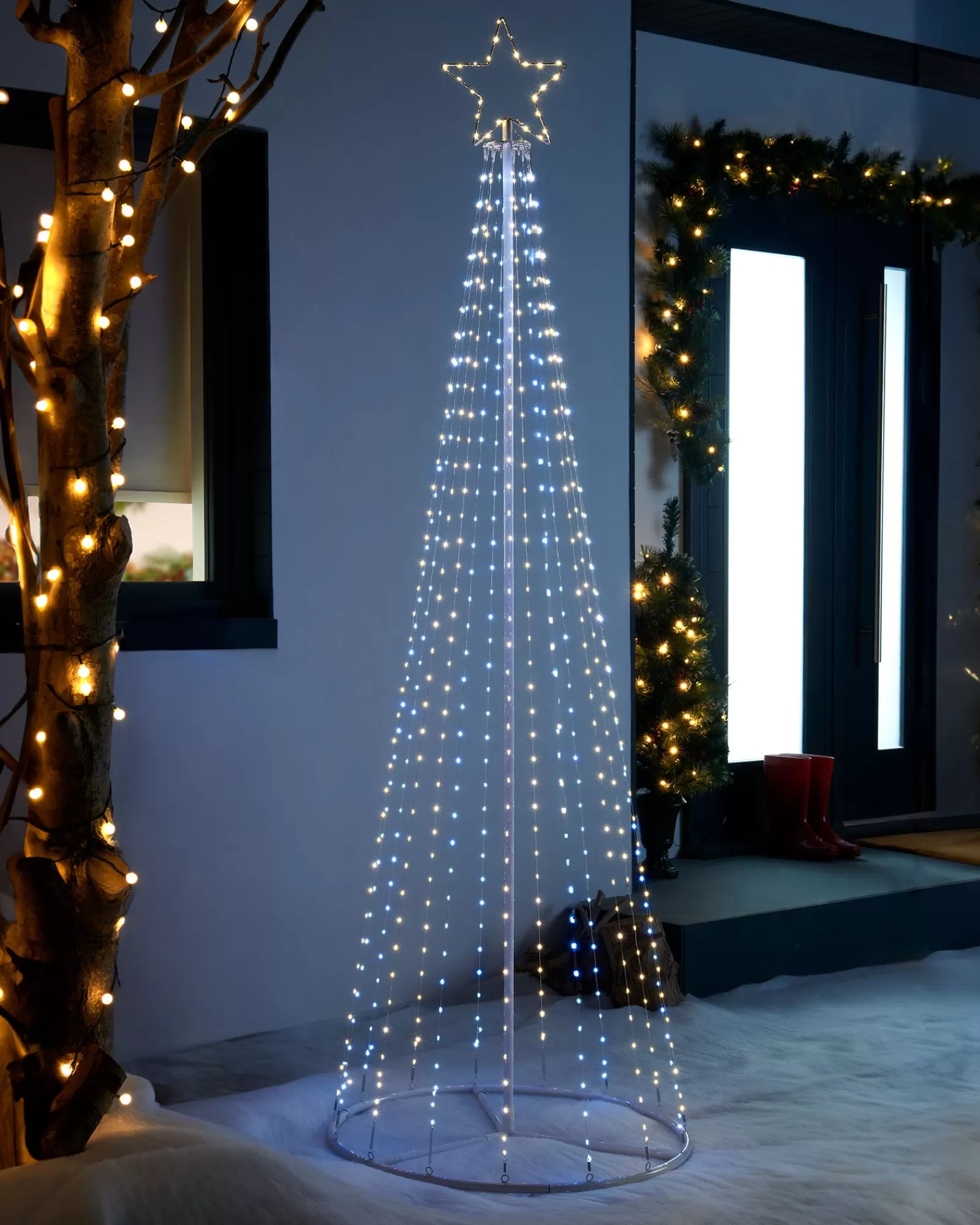 WeRChristmas Tree Silhouettes^Waterfall Christmas Tree, White, 2.1 M