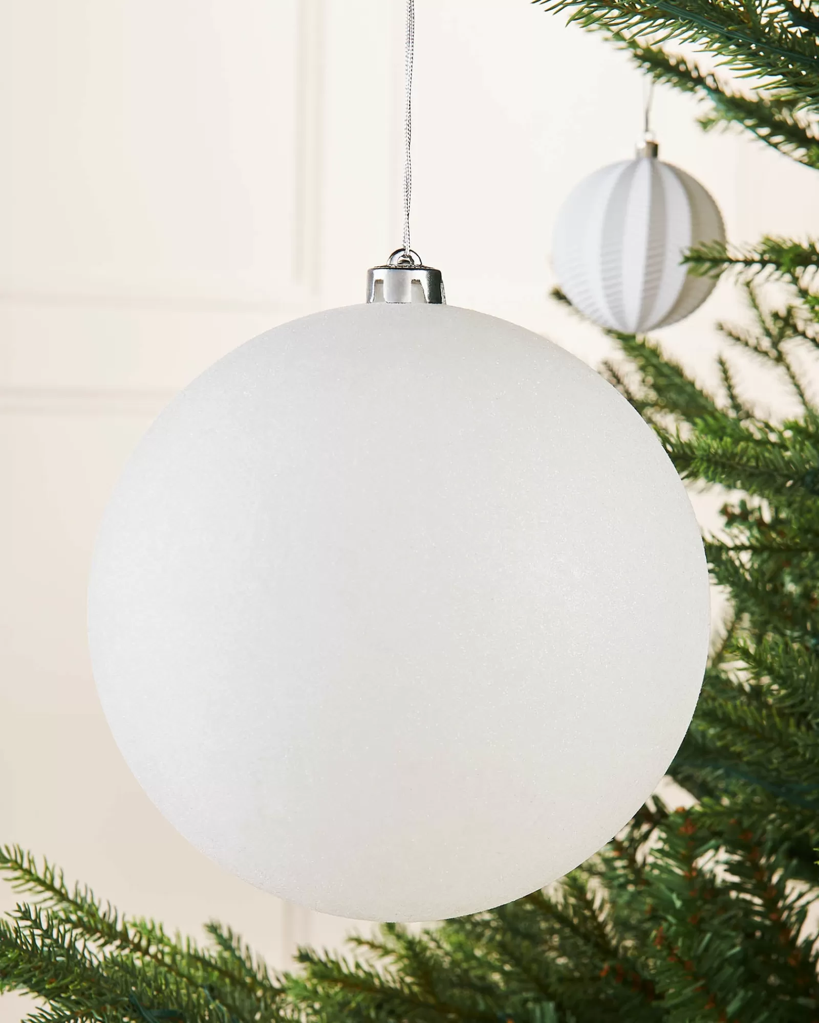 WeRChristmas Oversized Baubles | Shatterproof Baubles^White Large Glitter Shatterproof Bauble, 20 Cm